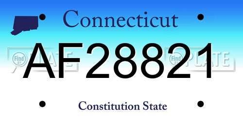 AF28821 Connecticut License Plate