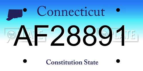 AF28891 Connecticut License Plate