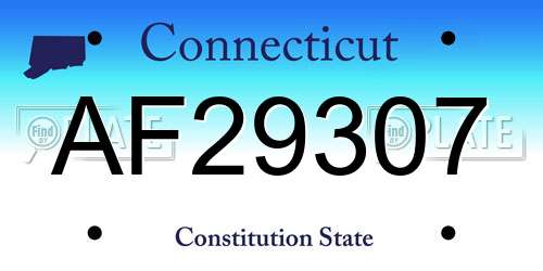 AF29307 Connecticut License Plate