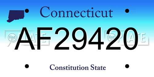 AF29420 Connecticut License Plate