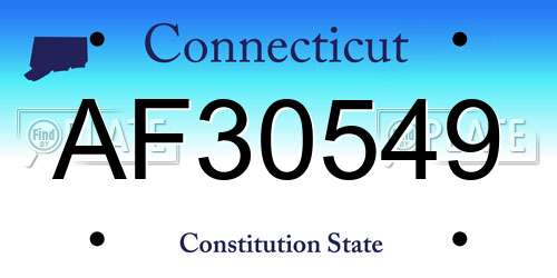 AF30549 Connecticut License Plate