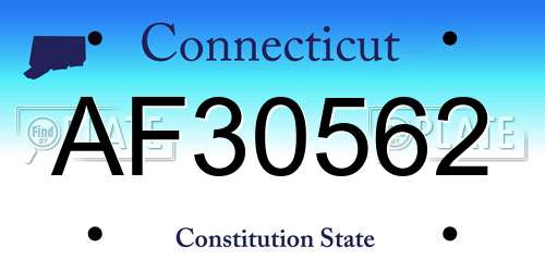 AF30562 Connecticut License Plate