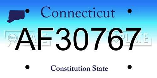 AF30767 Connecticut License Plate