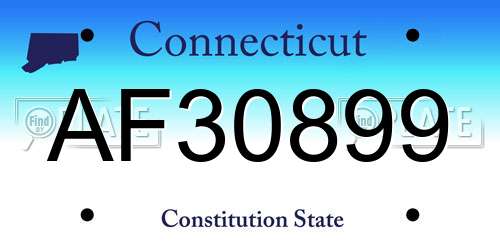 AF30899 Connecticut License Plate