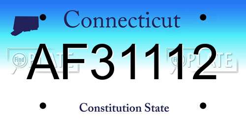 AF31112 Connecticut License Plate