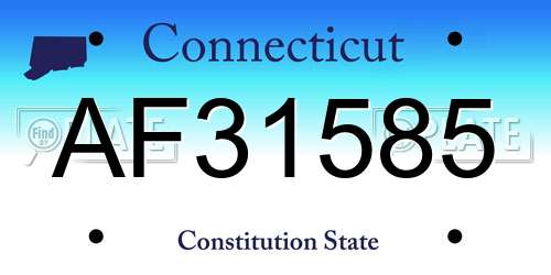 AF31585 Connecticut License Plate