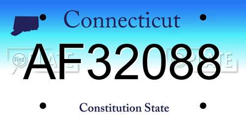 AF32088 Connecticut License Plate