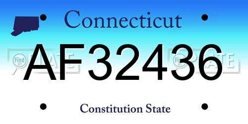 AF32436 Connecticut License Plate
