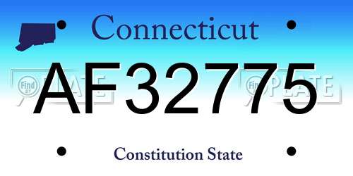 AF32775 Connecticut License Plate