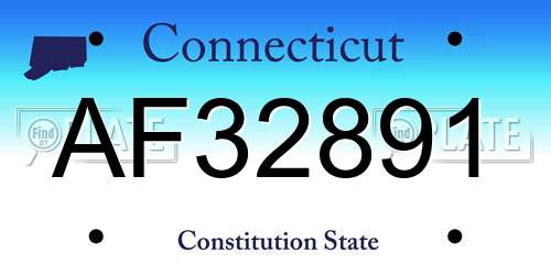 AF32891 Connecticut License Plate