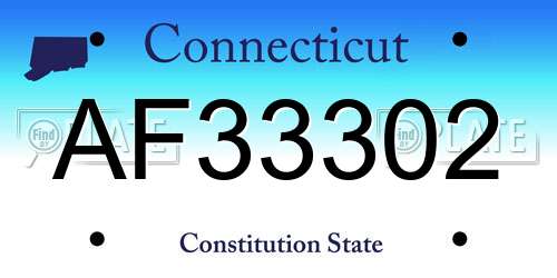AF33302 Connecticut License Plate