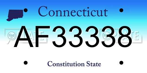 AF33338 Connecticut License Plate