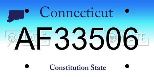 AF33506 Connecticut License Plate