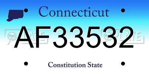 AF33532 Connecticut License Plate