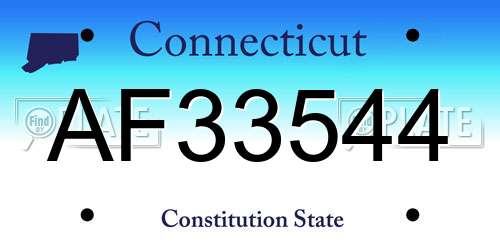 AF33544 Connecticut License Plate