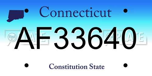 AF33640 Connecticut License Plate