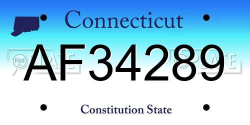 AF34289 Connecticut License Plate