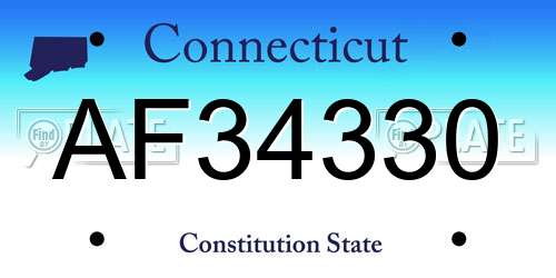 AF34330 Connecticut License Plate