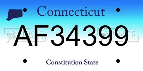 AF34399 Connecticut License Plate
