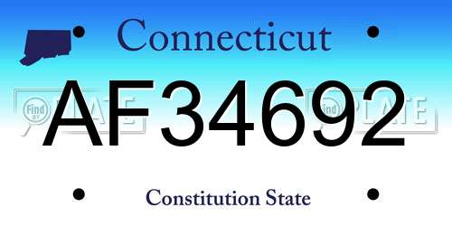 AF34692 Connecticut License Plate