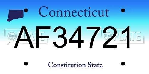 AF34721 Connecticut License Plate
