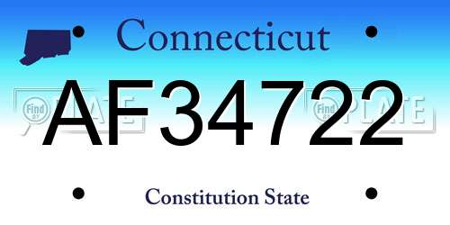 AF34722 Connecticut License Plate