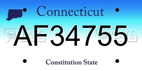 AF34755 Connecticut License Plate