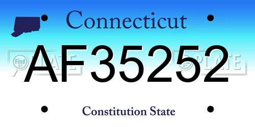 AF35252 Connecticut License Plate