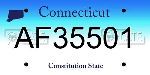 AF35501 Connecticut License Plate