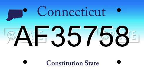 AF35758 Connecticut License Plate