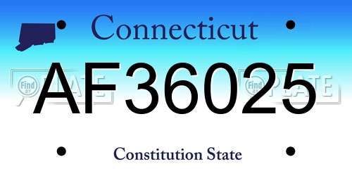 AF36025 Connecticut License Plate