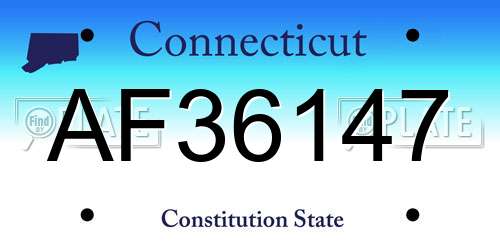 AF36147 Connecticut License Plate