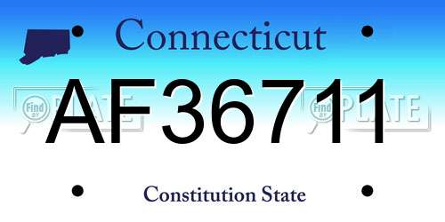AF36711 Connecticut License Plate
