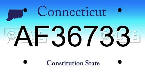 AF36733 Connecticut License Plate
