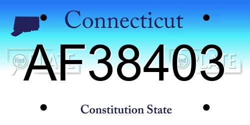 AF38403 Connecticut License Plate