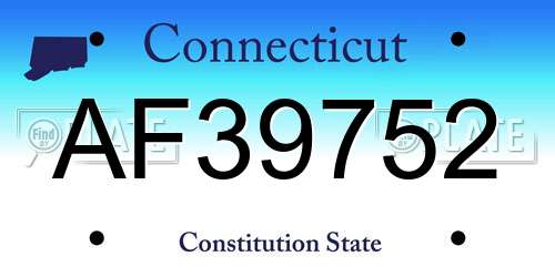AF39752 Connecticut License Plate