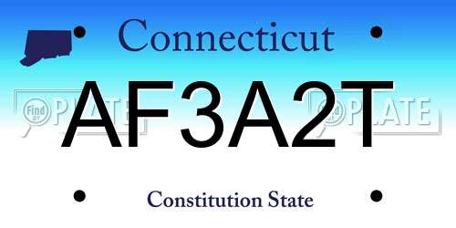 AF3A2T Connecticut License Plate