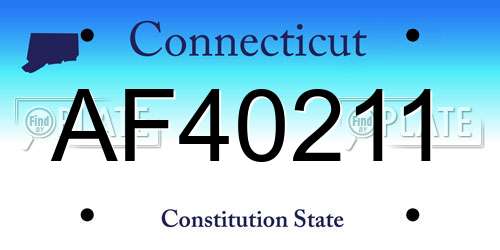 AF40211 Connecticut License Plate