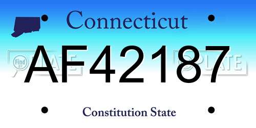 AF42187 Connecticut License Plate