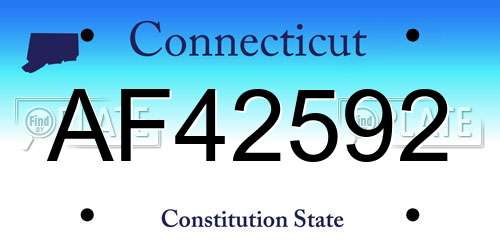 AF42592 Connecticut License Plate