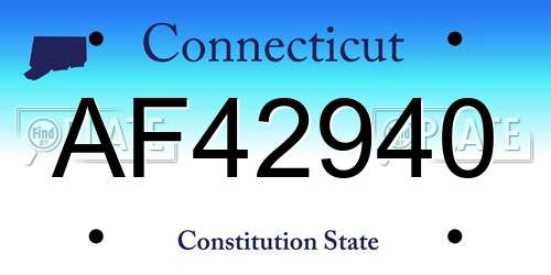 AF42940 Connecticut License Plate