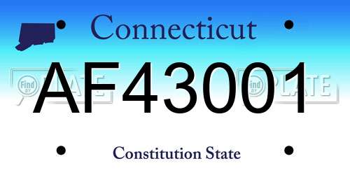 AF43001 Connecticut License Plate