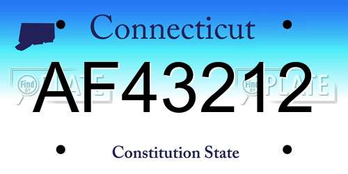 AF43212 Connecticut License Plate