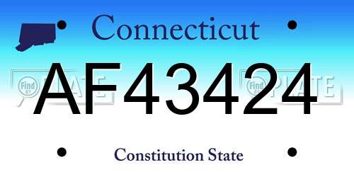 AF43424 Connecticut License Plate