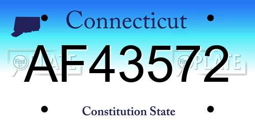AF43572 Connecticut License Plate