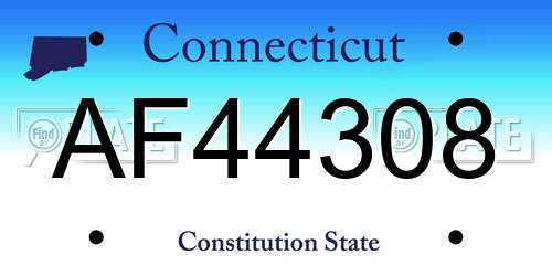 AF44308 Connecticut License Plate