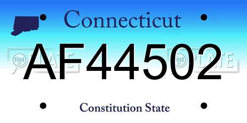 AF44502 Connecticut License Plate