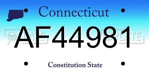 AF44981 Connecticut License Plate