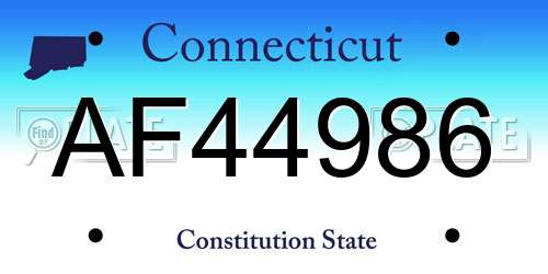 AF44986 Connecticut License Plate
