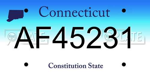 AF45231 Connecticut License Plate
